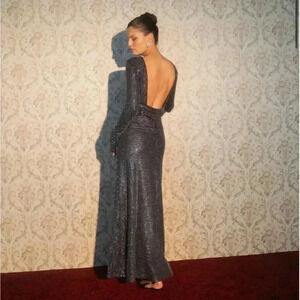 WeWoreWhat Backless Gown Black